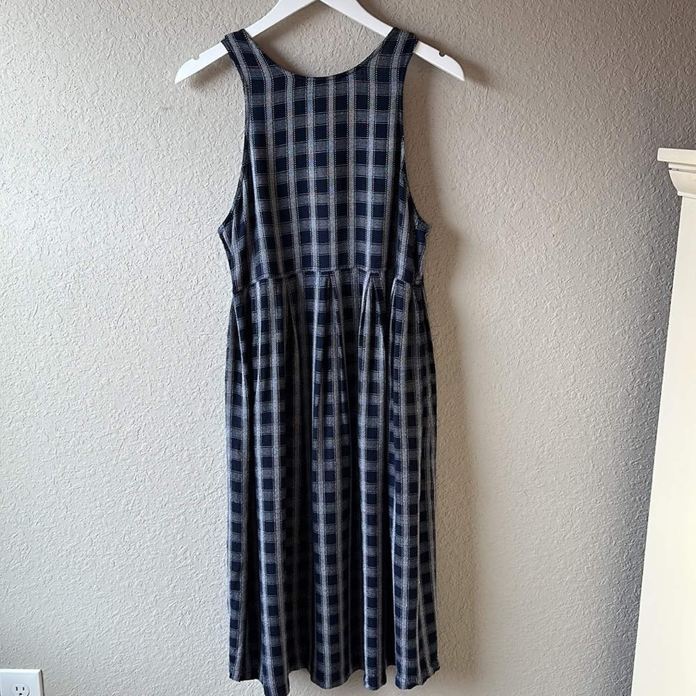Vintage Bryn Connelly Navy Blue and White Plaid Jumper Dress Size Small Petite - Picture 7 of 13